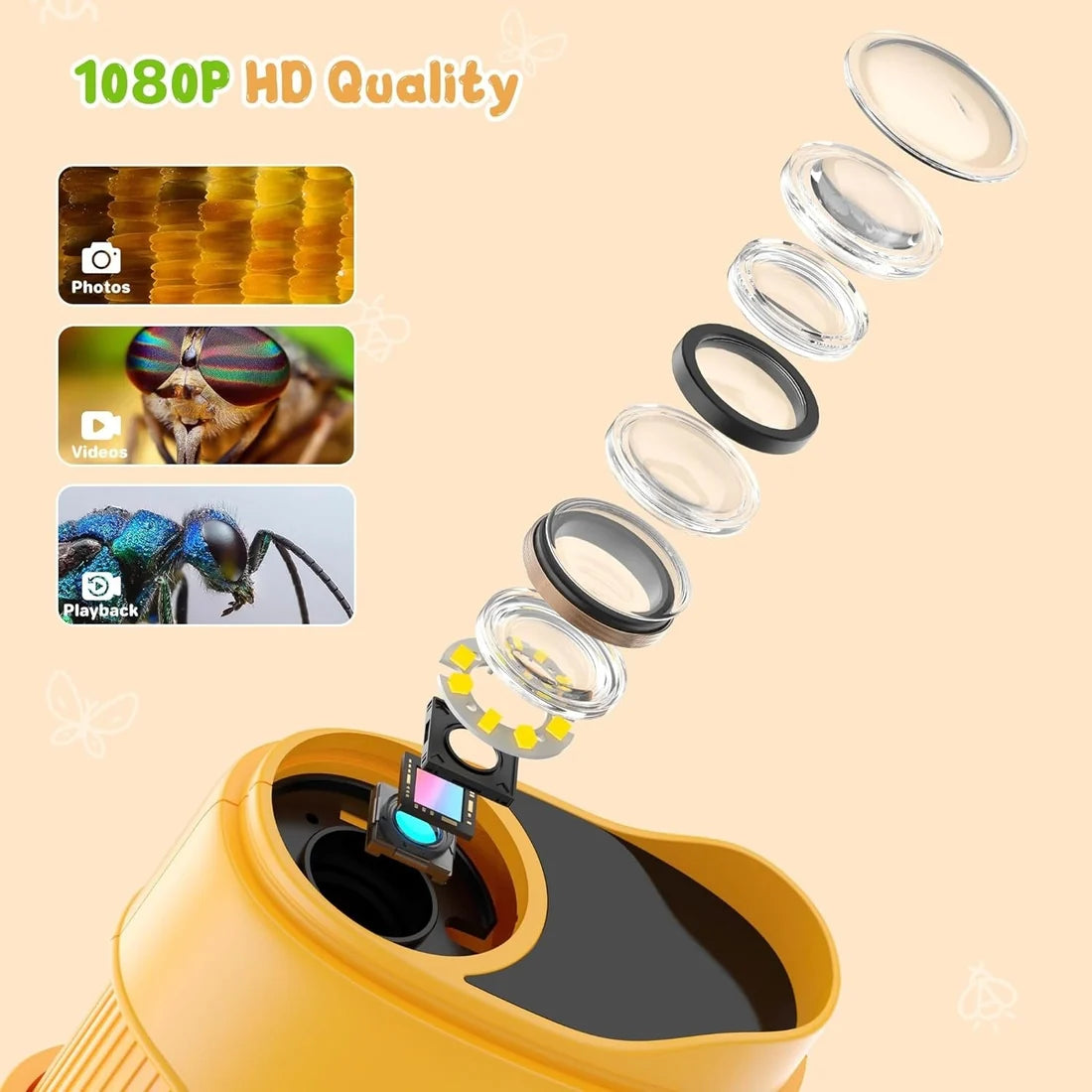 Microscope Éducatif pour Enfants – Grossissement 1000× avec LED, Photo et Vidéo