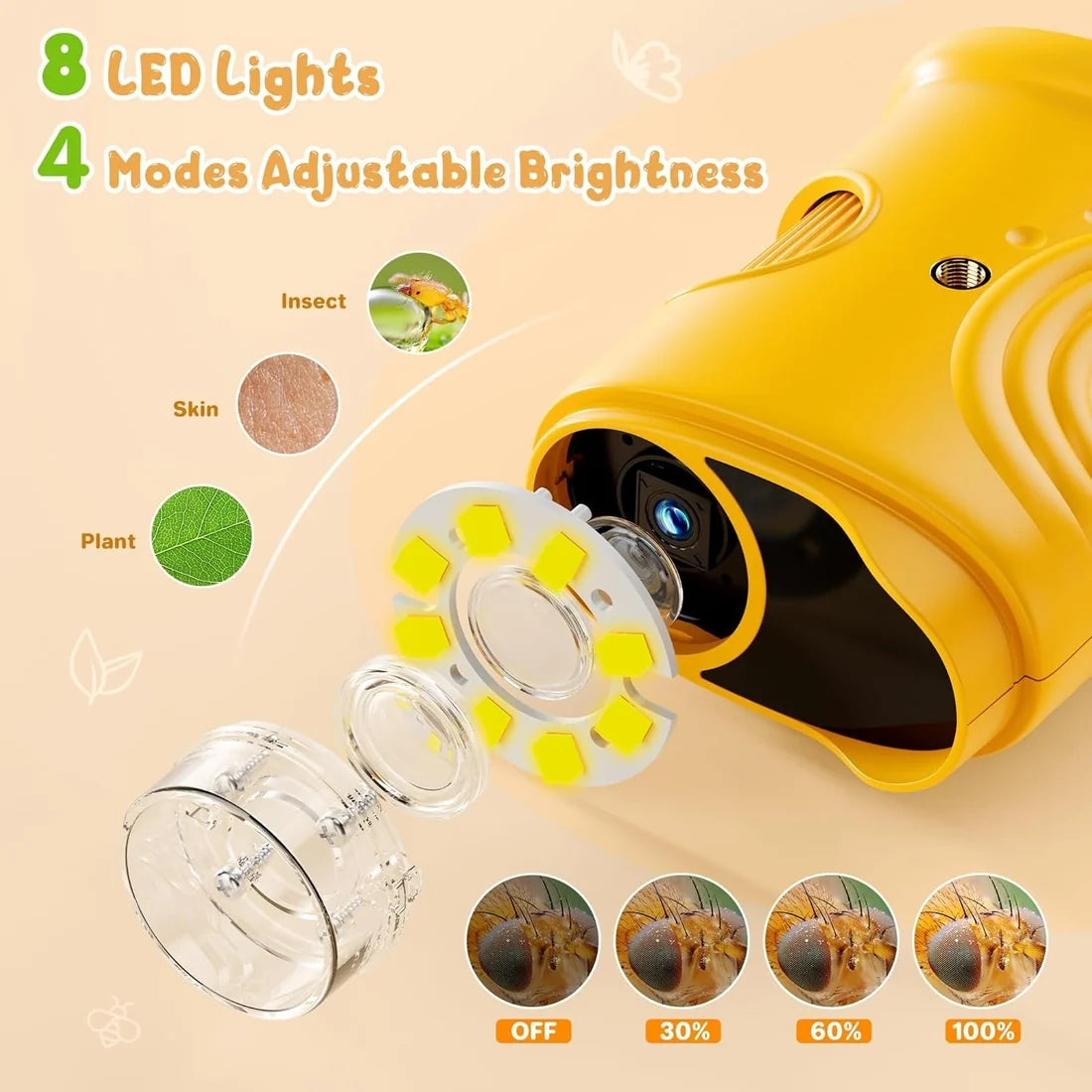 Microscope Éducatif pour Enfants – Grossissement 1000× avec LED, Photo et Vidéo