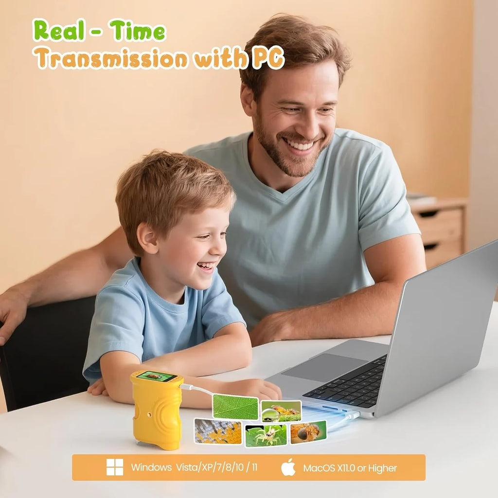 Microscope Éducatif pour Enfants – Grossissement 1000× avec LED, Photo et Vidéo