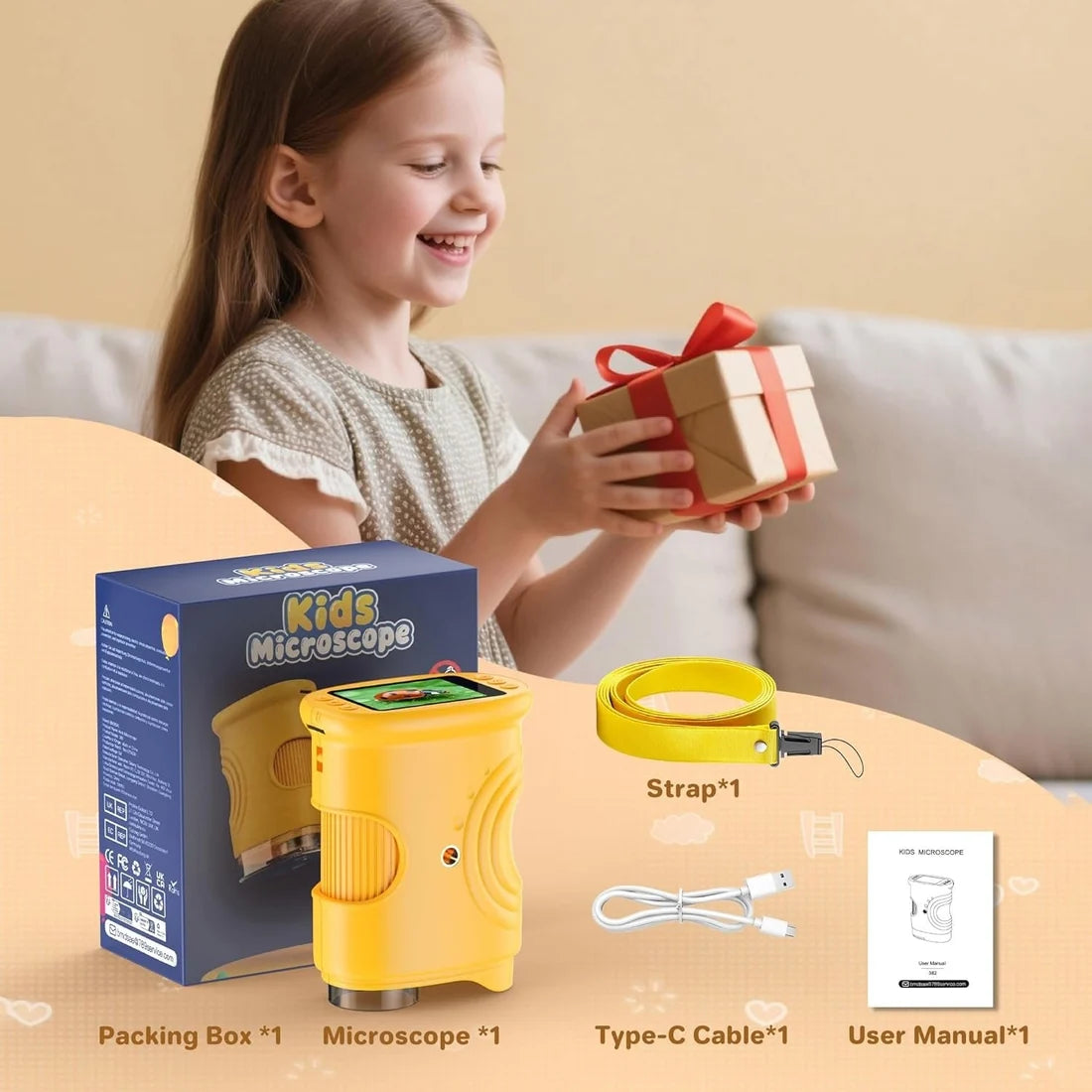 Microscope Éducatif pour Enfants – Grossissement 1000× avec LED, Photo et Vidéo