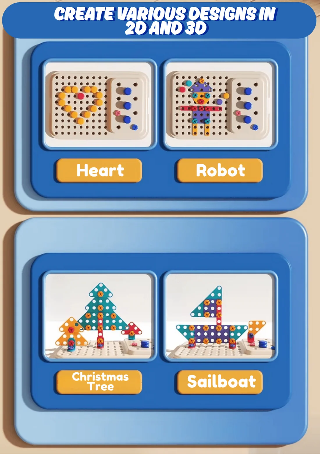 Établi Hippo tout-en-un DIY Montessori – Coffret d'outils 92 pièces (Bleu)