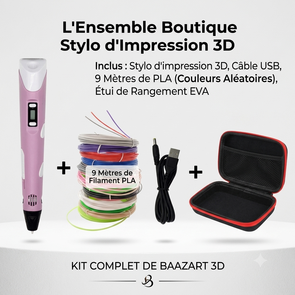 Stylo 3D Électronique avec 9 m de Fil PLA