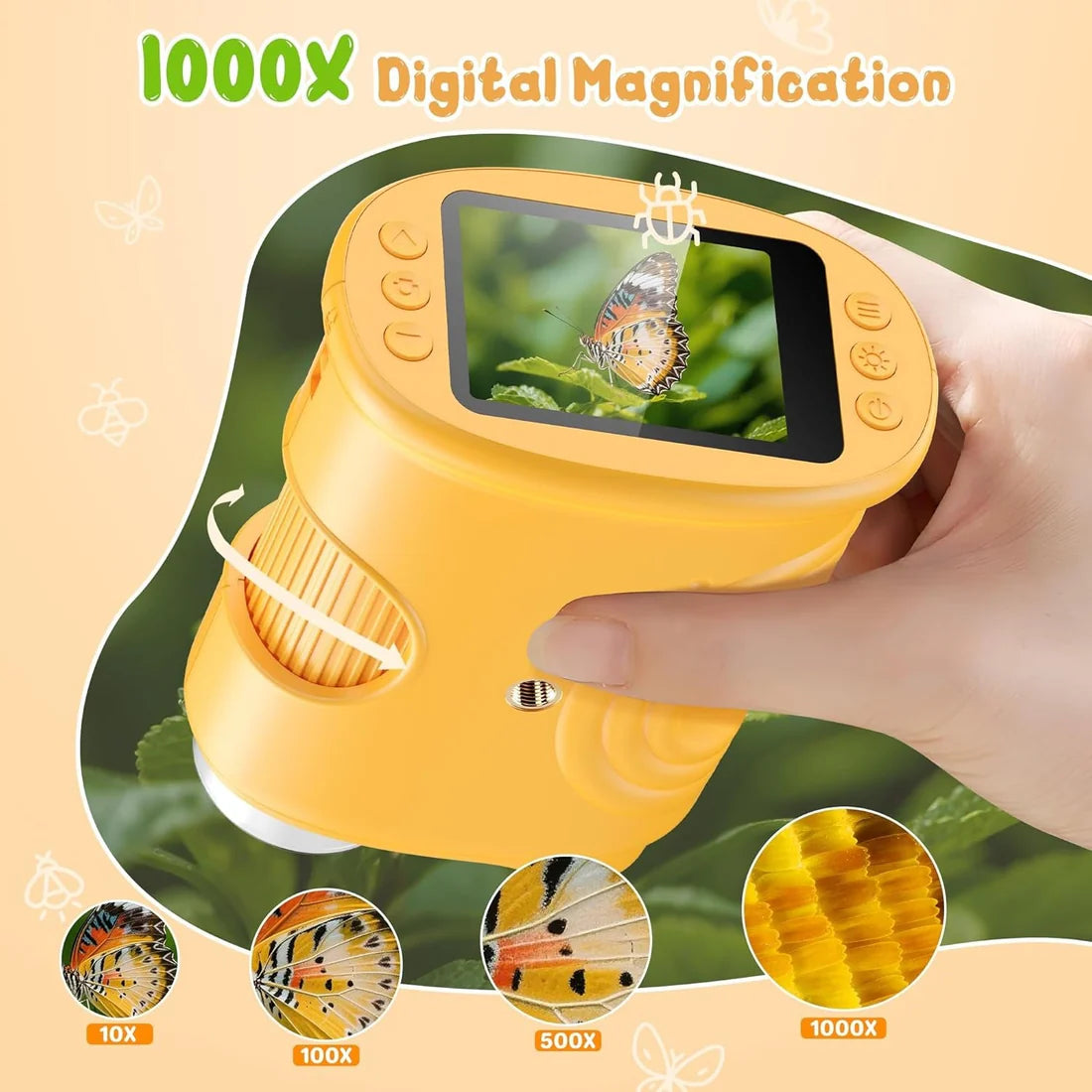 Microscope Éducatif pour Enfants – Grossissement 1000× avec LED, Photo et Vidéo