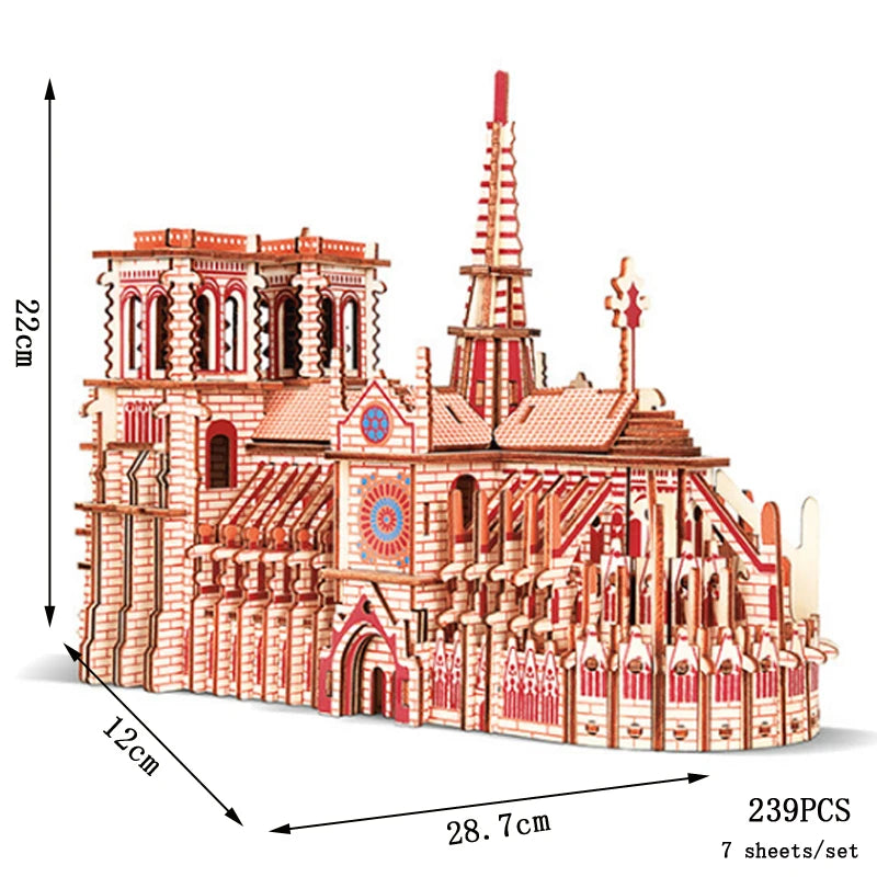 Puzzle 3D en Bois DIY – Tram et Gare Rétro à Assembler