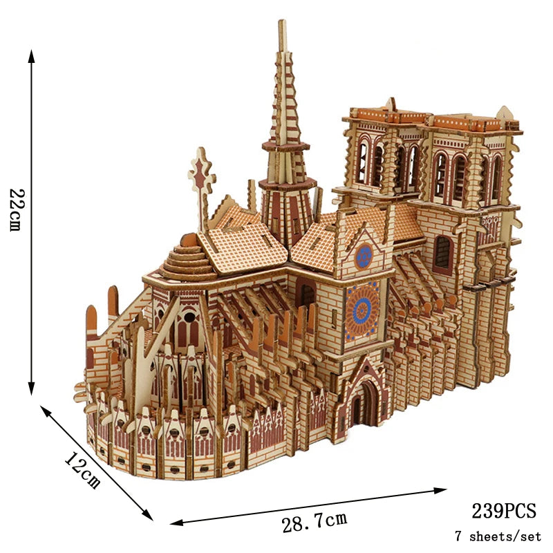 Puzzle 3D en Bois DIY – Maquette Rétro à Assembler (Bus, Bateau, Avion, Maison)