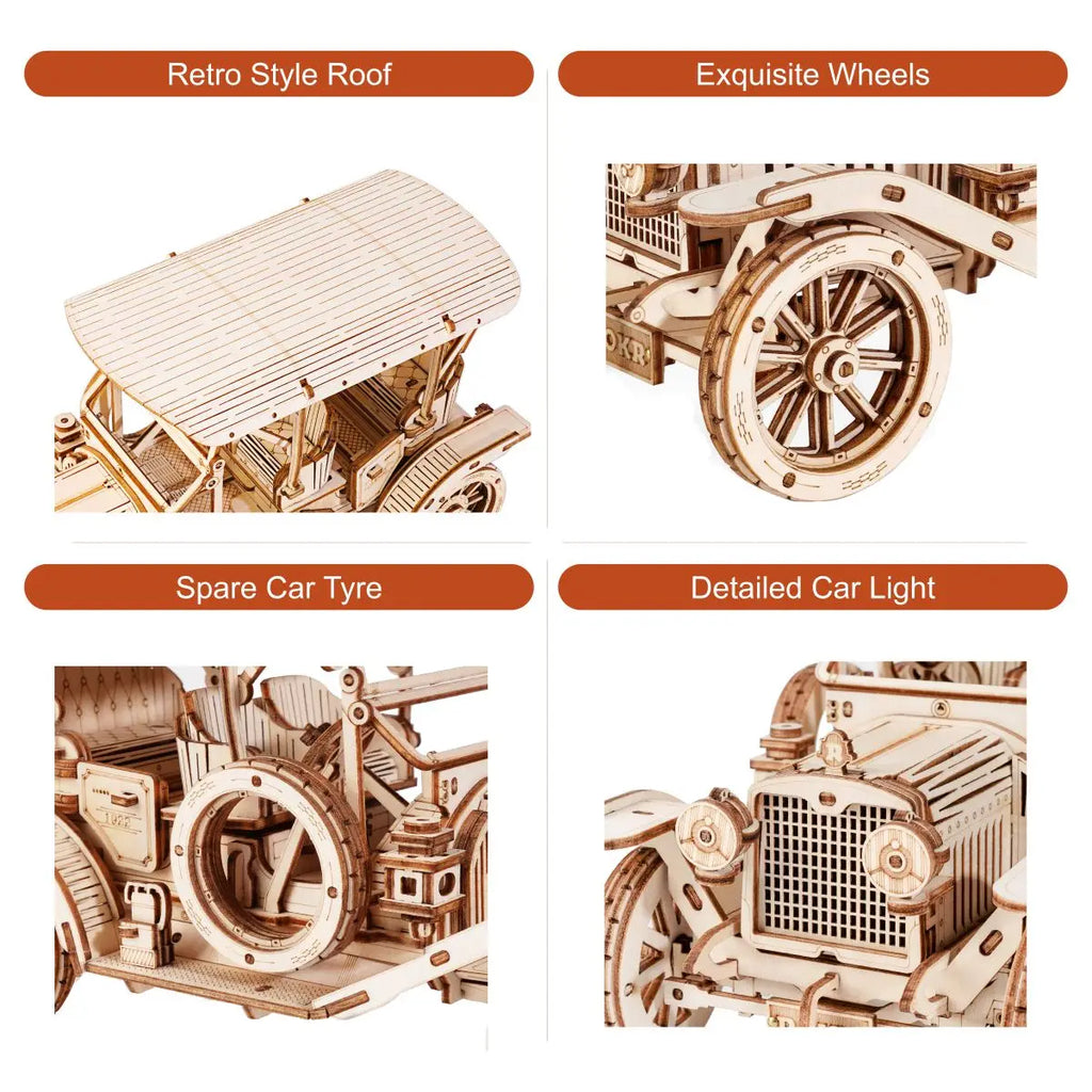 Puzzle 3D en Bois Robotime ROKR – Voiture Vintage Échelle 1:15