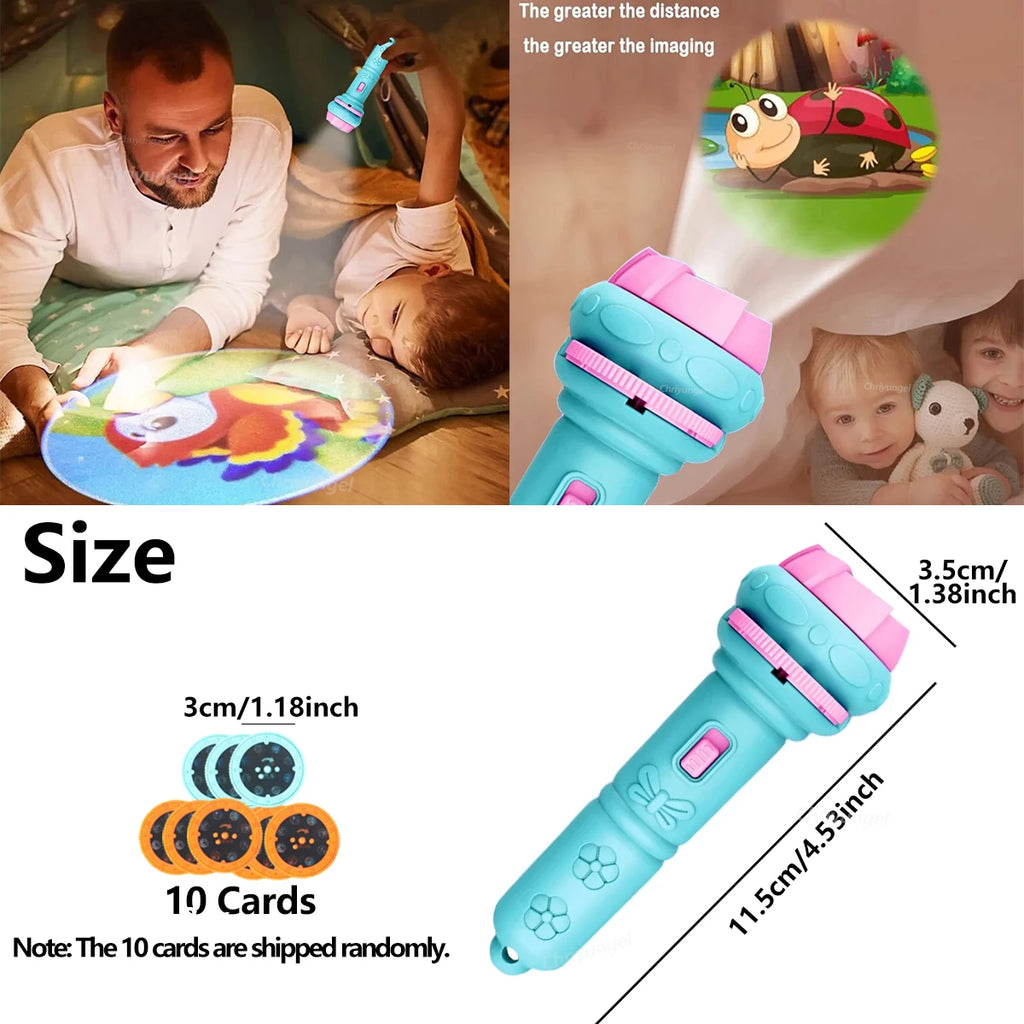 Lampe Projecteur pour Enfants – 10 Disques, 80 Motifs, Veilleuse Éducative