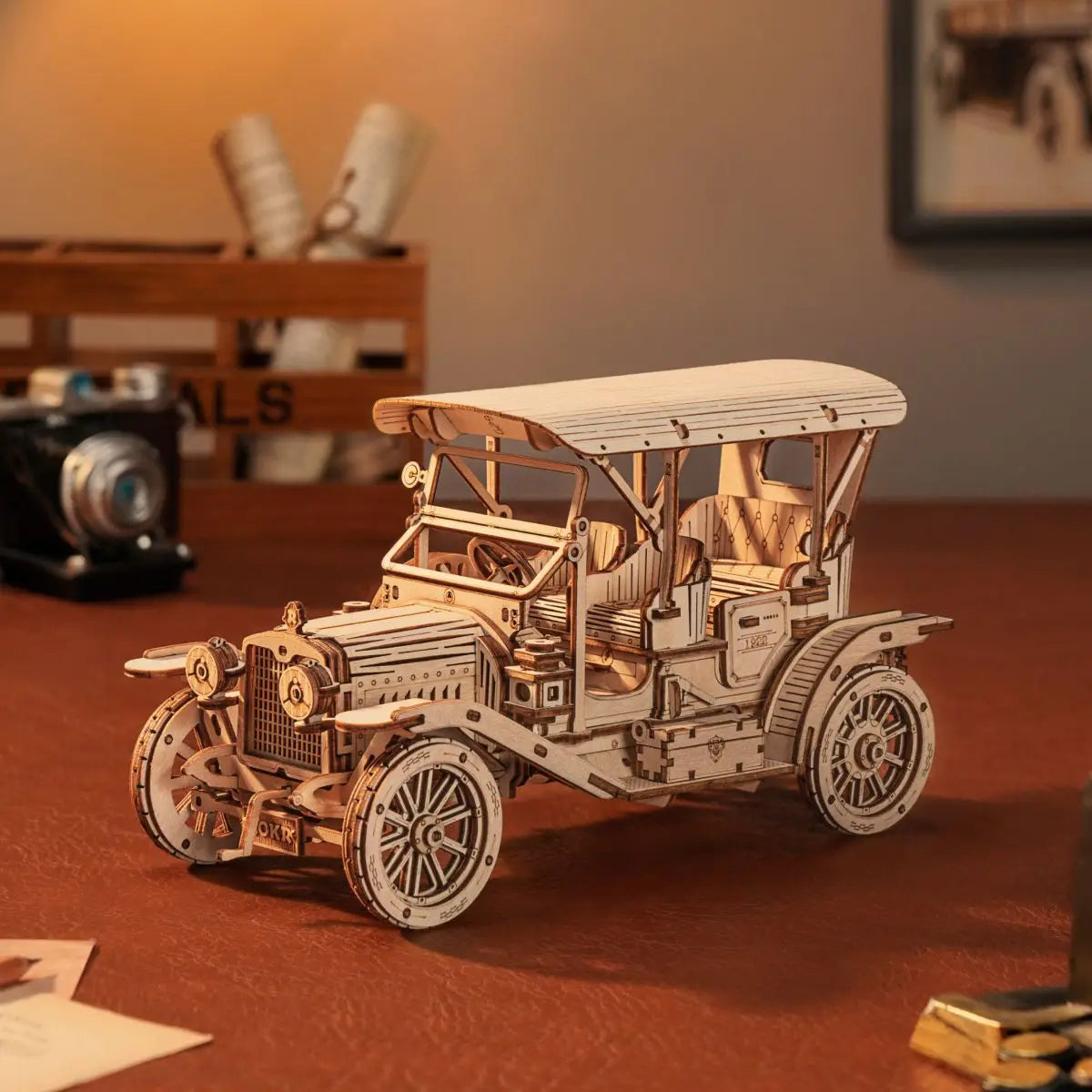 Puzzle 3D en Bois Robotime ROKR – Voiture Vintage Échelle 1:15