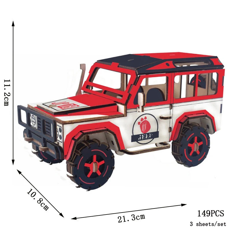 Puzzle 3D en Bois DIY – Maquette Rétro à Assembler (Bus, Bateau, Avion, Maison)