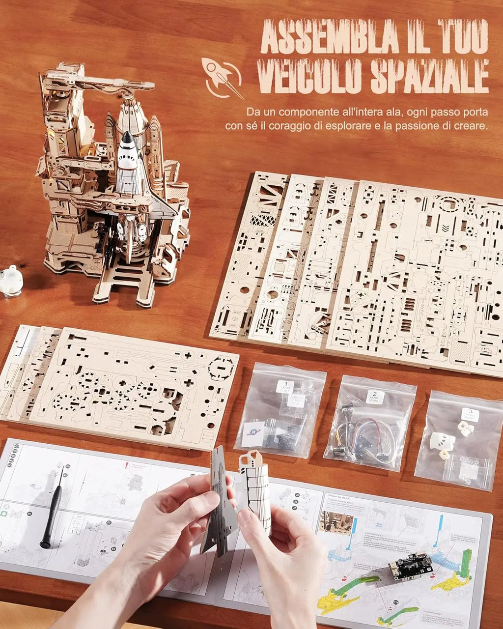 Puzzle 3D Robotime ROKR – Navette Spatiale avec Éclairage
