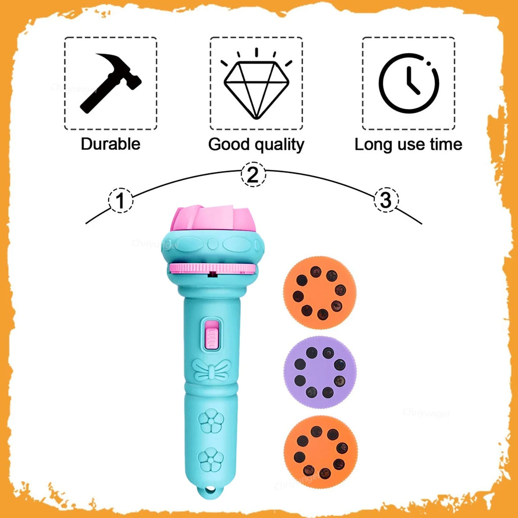 Lampe Projecteur pour Enfants – 10 Disques, 80 Motifs, Veilleuse Éducative