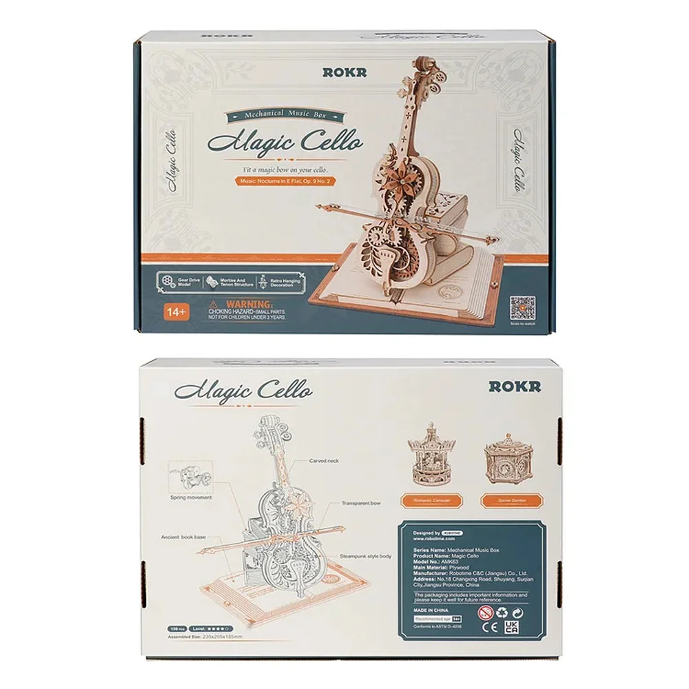 Puzzle 3D en Bois Robotime ROKR – Boîte à Musique "Violoncelle Magique"