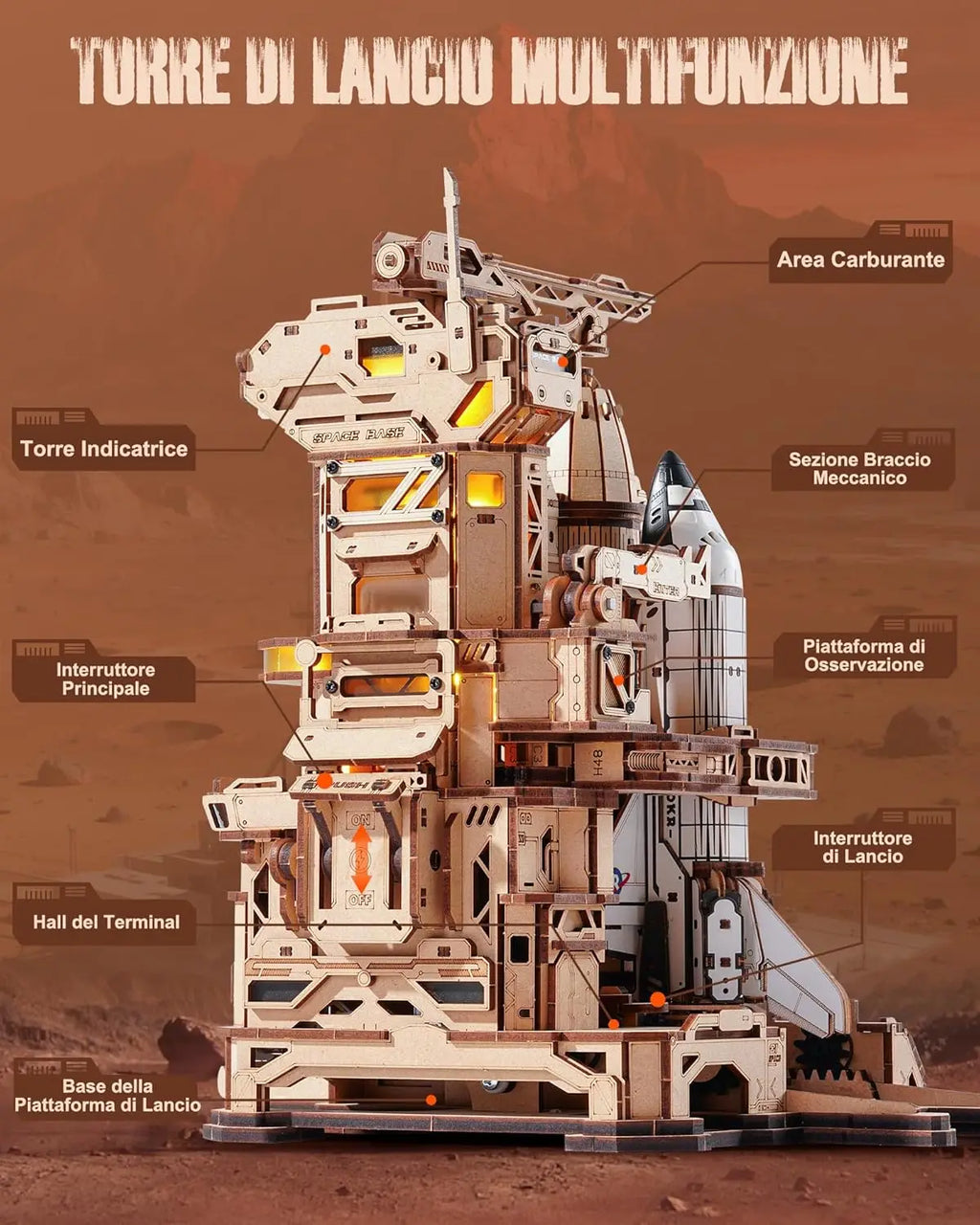 Puzzle 3D Robotime ROKR – Navette Spatiale avec Éclairage