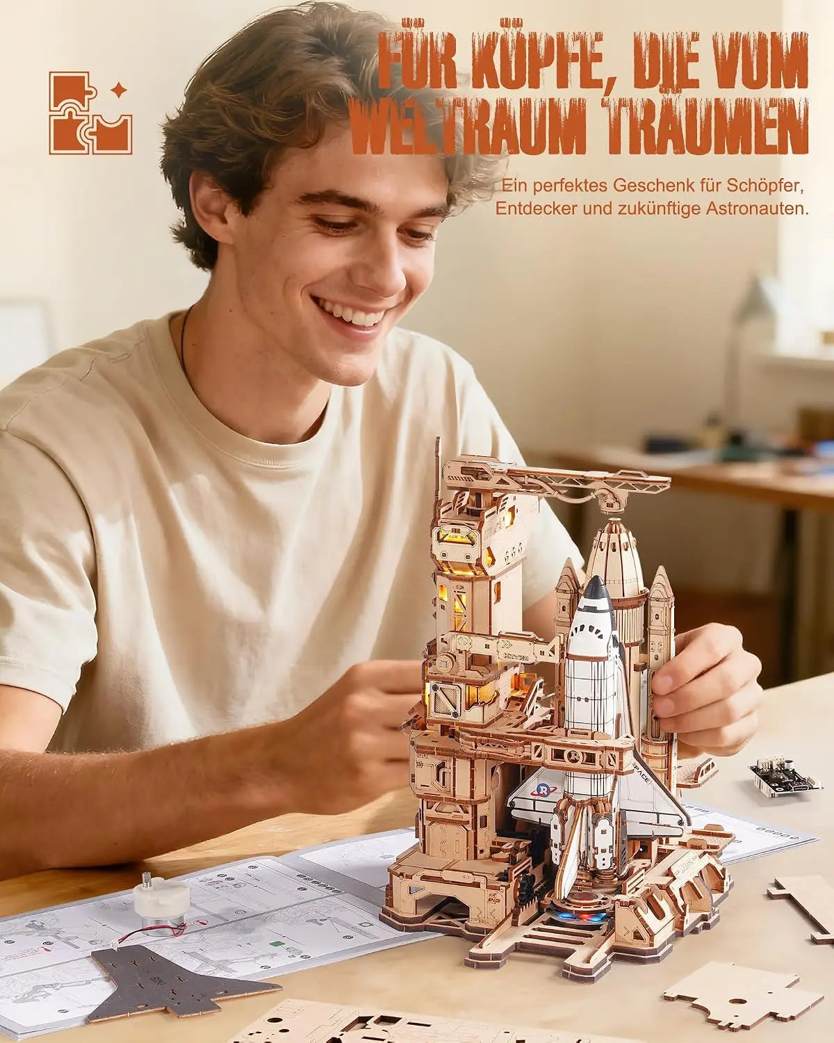 Puzzle 3D Robotime ROKR – Navette Spatiale avec Éclairage