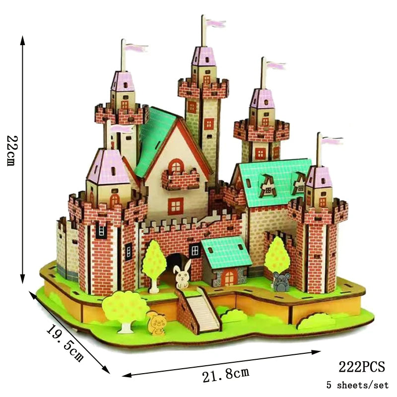 Puzzle 3D en Bois DIY – Tram et Gare Rétro à Assembler