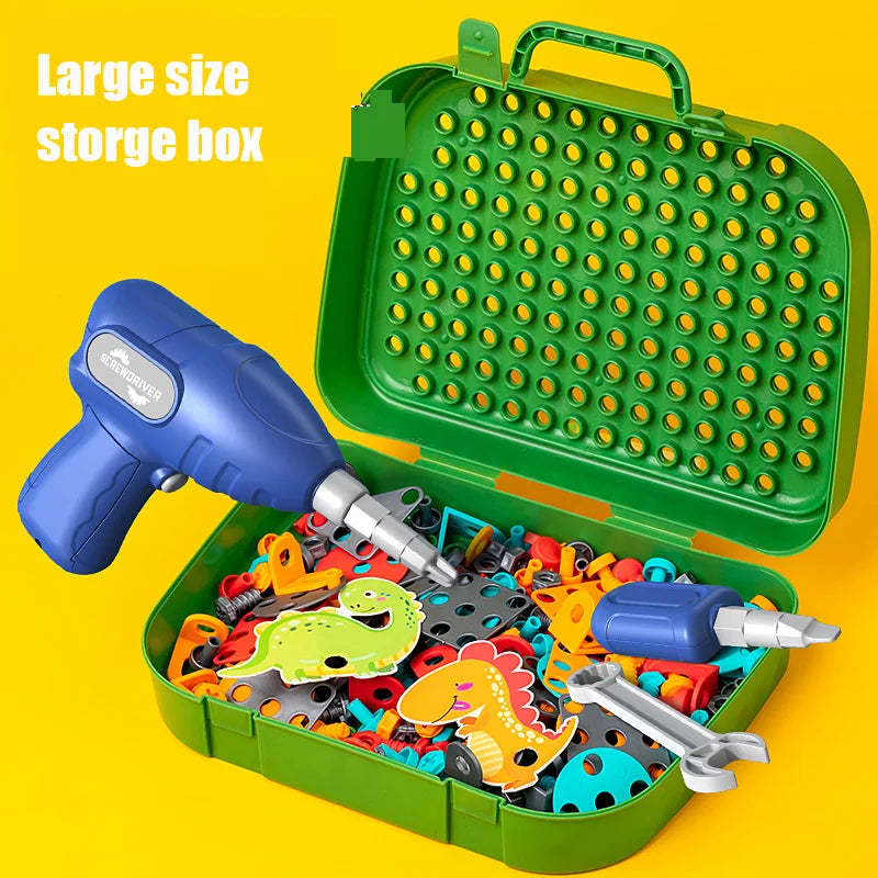 Kit d'Outils DIY 2D/3D pour Enfants – Perceuse Électrique Jouet, 228-230 Pièces