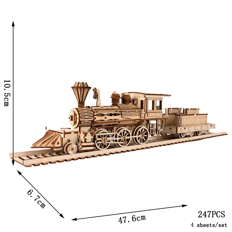 Puzzle 3D en Bois DIY – Tram et Gare Rétro à Assembler