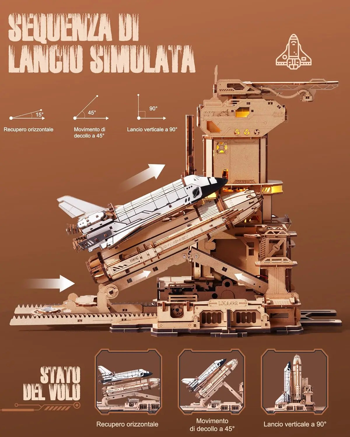 Puzzle 3D Robotime ROKR – Navette Spatiale avec Éclairage
