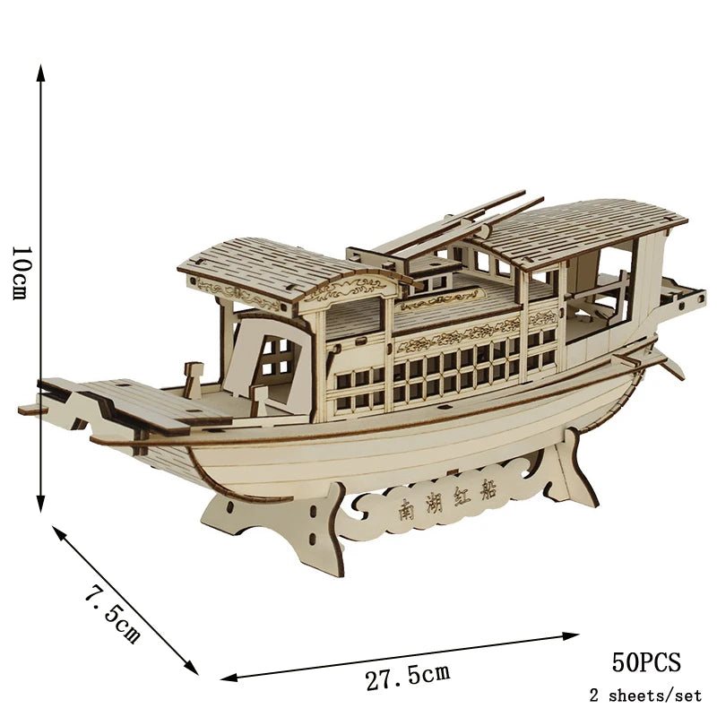 Puzzle 3D en Bois DIY – Tram et Gare Rétro à Assembler