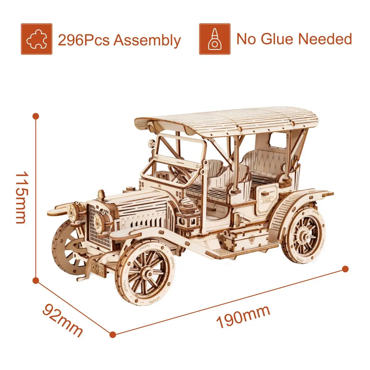 Puzzle 3D en Bois Robotime ROKR – Voiture Vintage Échelle 1:15